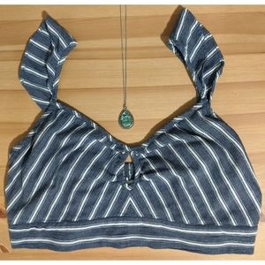 ✨ American Eagle ✨ Striped Denim Crop Top